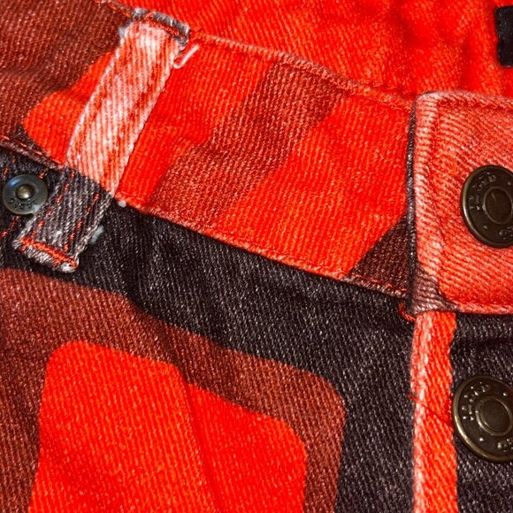 Jaded London Boyfriend Fit Red Black Smoke Print Wide Leg Button Fly Jeans 28X33 - Picture 15 of 16
